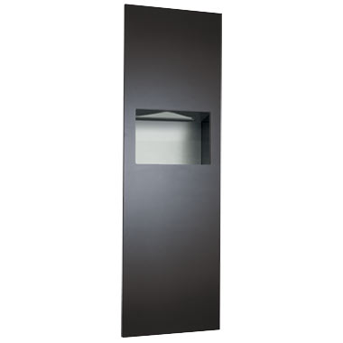 ASI 6462-41 Piatto Recessed Paper Towel Dispenser and Waste Receptacle, Black Phenolic Door, 17-1/4