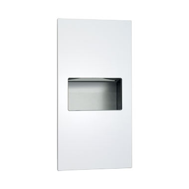 ASI 64623-00 Piatto Recessed Paper Towel Dispenser and Waste Receptacle, White Phenolic Door, 14-1/4