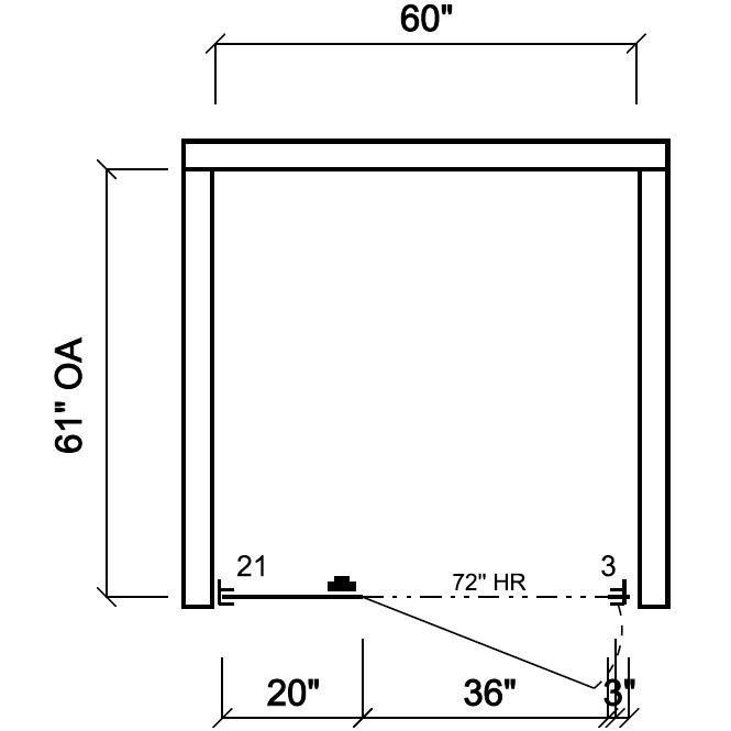 Scranton Toilet Partition, 1 ADA Between Wall Compartment, Plastic, 60"W x 61"D, BWADA-PL-SCRANTON