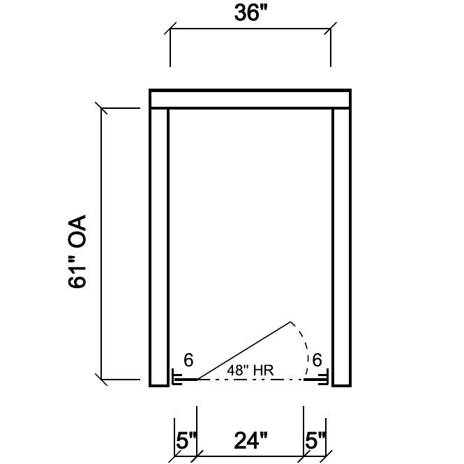 Scranton Toilet Partition, 1 Between Wall Compartment, Plastic, 36"W x 61"D, BW13660-PL-SCRANTON