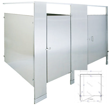 Hadrian Toilet Partition, 1 ADA Between Wall Compartment, Stainless Steel, 60"W x 62"D - BWADA-SS-HADRIAN