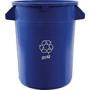 Genuine Joe GJO60464 Heavy-Duty Trash Container, 32 Gal Capacity, Side Handle, Venting Channel, Plastic, Blue