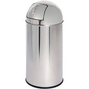 Genuine Joe GJO58885 Push Open Round Top Receptacle, 12 Gal Capacity, 29.2" Height x 14.8" Diameter, Stainless Steel