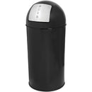 Genuine Joe GJO58887 Push Open Round Top Receptacle, 12 Gal Capacity, 29.2" Height x 14.8" Diameter, Black