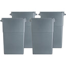 Genuine Joe GJO60465CT 23-Gallon Space-Saving Waste Container, 23 Gal Capacity, Rectangular, Handle, 30" Height x 20" W x 11" D, Gray, 4/Carton