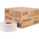 Genuine Joe GJO35100012 Jumbo Jr Dispenser Bath Tissue Roll, 2 Ply, 3.50" Width x 1000 Ft Length, 8.88" Roll Diameter, White, Fiber, 12/Carton