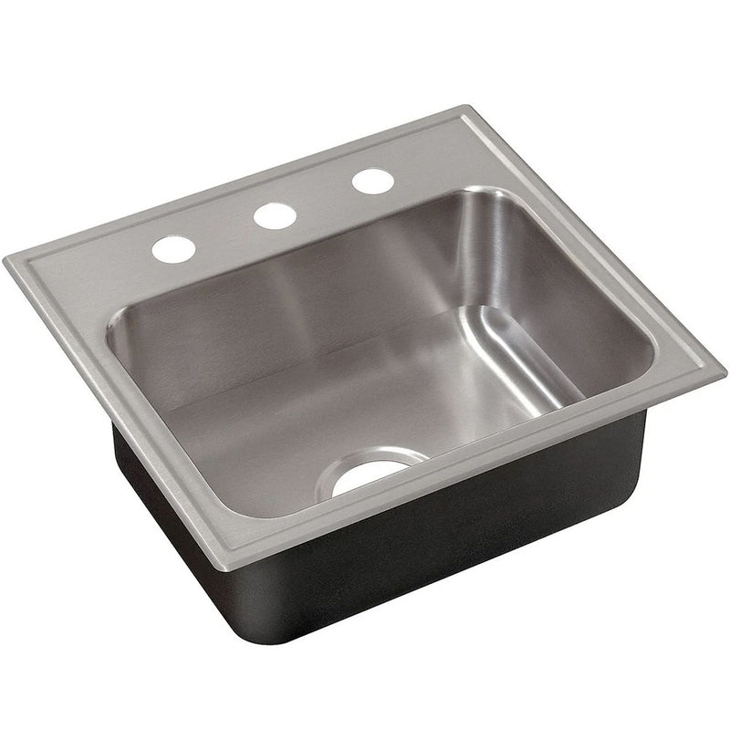 Just Manufacturing 19 in x 22 in x 5 1/2 in Drop-In Sink with Faucet Ledge with 16 in x 16 in Bowl Size - SL-ADA-2219-A-GR-3 5.5 DCR