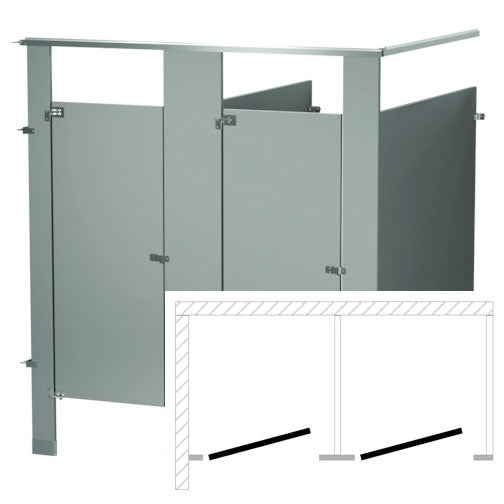 Bradley Bathroom Partition, 2 In Corner Compartments, Metal, 72"W x 61 1/4"D, Quick Ship - IC23660