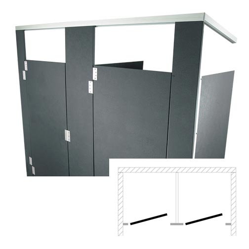Hadrian Toilet Partition, 2 Between Wall Compartments, Plastic, 72"W x 62"D - BW23660-PL-HADRIAN