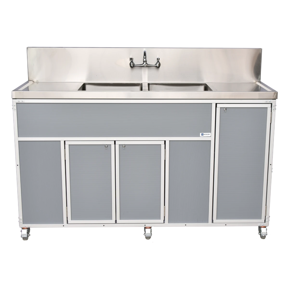 Monsam PSE-2002LA Commercial Two Deep Basin Portable Sink