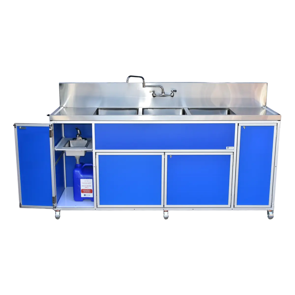 Monsam PSE-2004LA Large Commercial Four Deep Basin Portable Sink