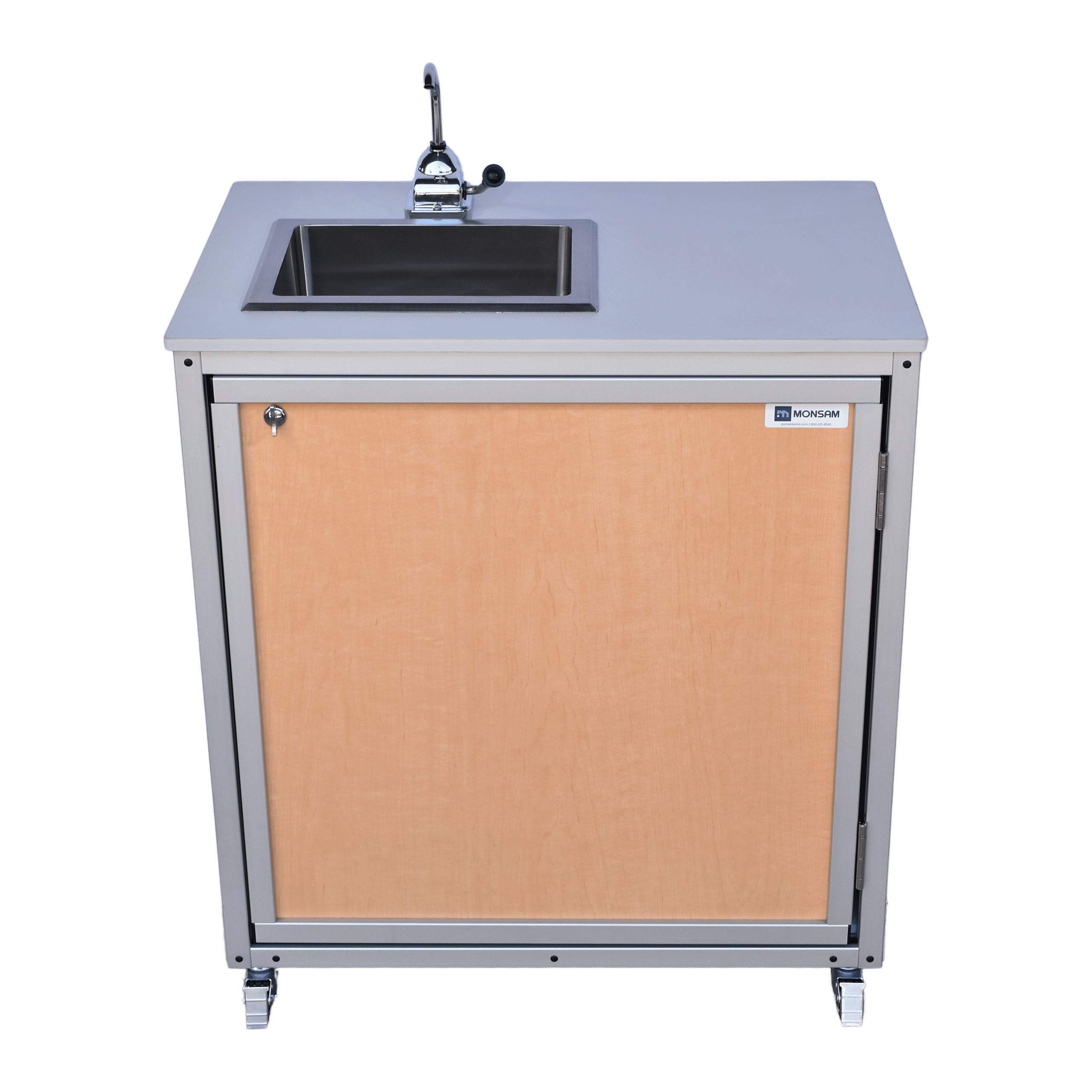 Monsam Single Basin Hand Pump Portable Sink PSE-2008, Non-Heated, Cold Water Only, Short 30.25