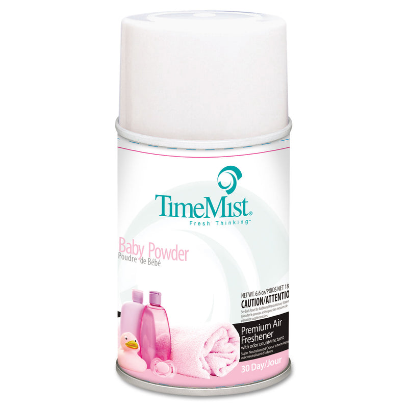 Timemist Premium Metered Air Freshener Refill, Baby Powder, 5.3 Oz Aerosol, 12/Carton - TMS1042686