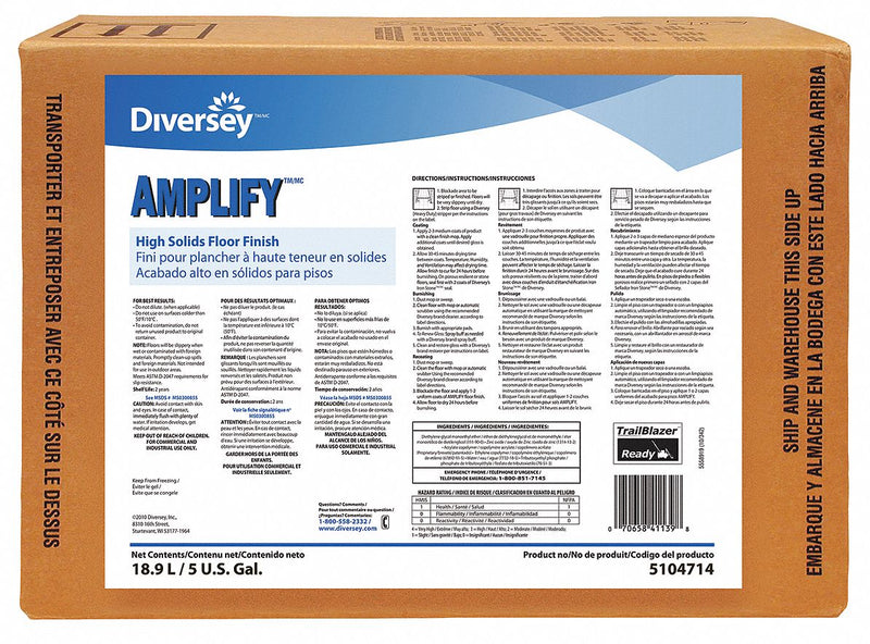 Diversey 5 gal. High Solids Floor Finish, 1 EA - 5104714