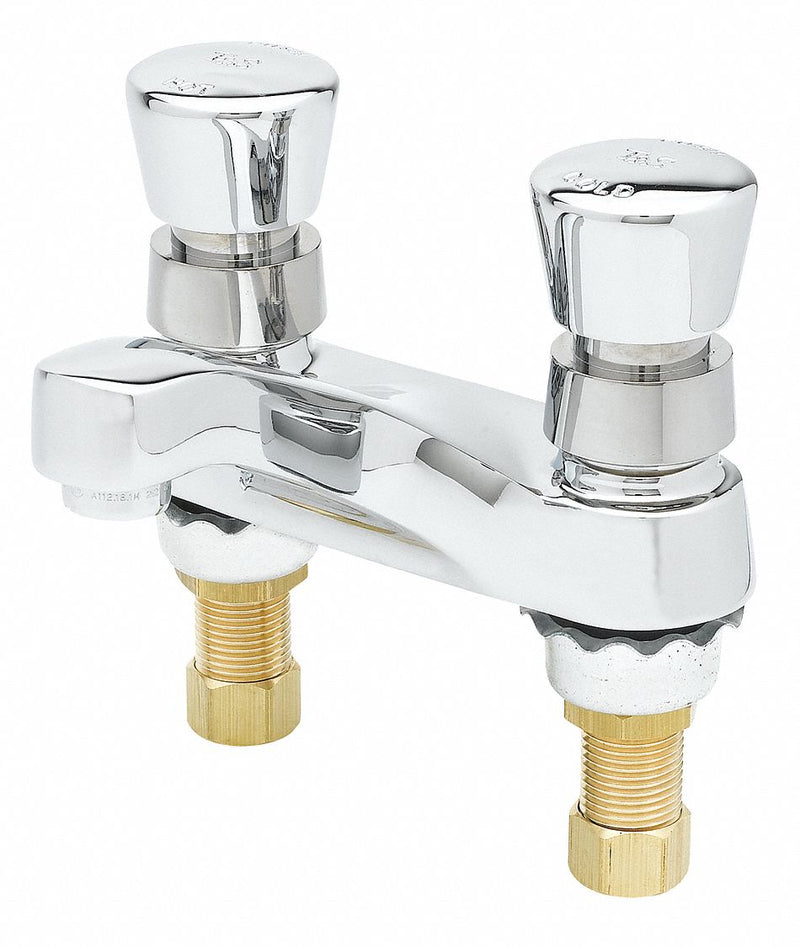 T&S Brass Chrome, Low Arc, Bathroom Sink Faucet, Manual Faucet Activation, 2.20 gpm - B-0831