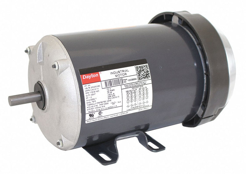 Dayton 3/4 HP, General Purpose Motor, 3-Phase, 1725 Nameplate RPM, 208-230/460 Voltage, 48 Frame - 10C899