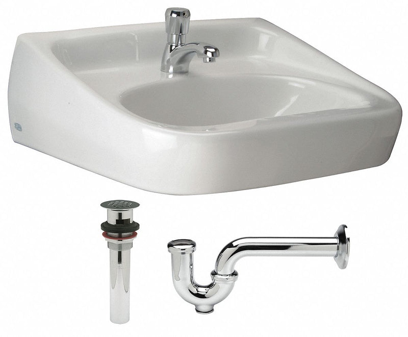 Zurn Brass, Wall, Lavatory Sink, With Faucet, Bowl Size 10-3/4 in x 15-1/4 in - Z5351.861.1.07.00.00