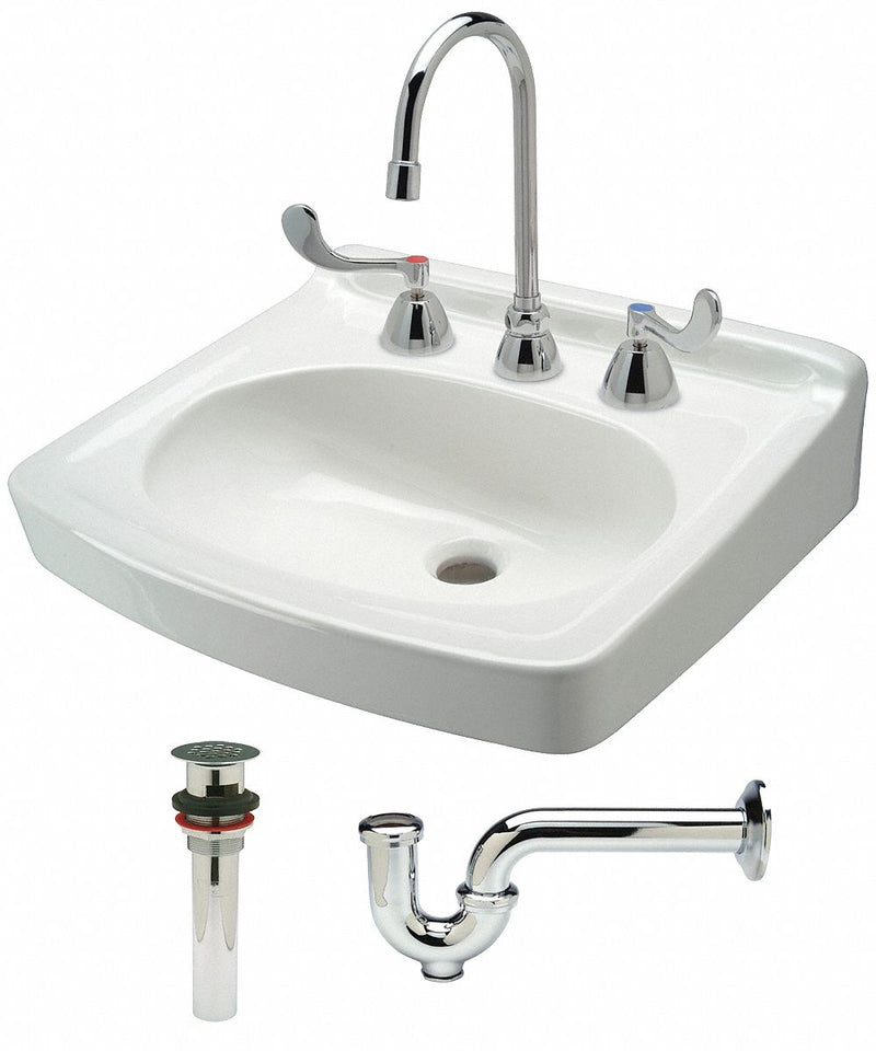 Zurn Zurn, Pedastal Sinks Series, 15 1/4 in x 10 3/4 in, Vitreous China, Bathroom Sink Kit - Z5358.530.1.07.00.00