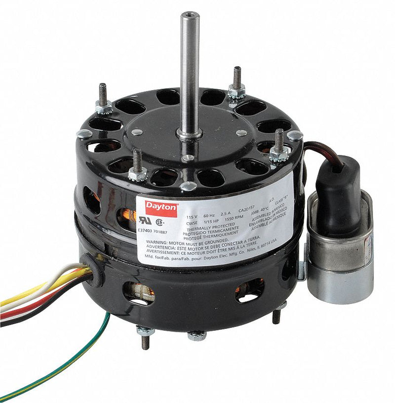 Dayton 1/20 HP, HVAC Motor, Permanent Split Capacitor, 1625 Nameplate RPM, 115 Voltage, Frame 4.4 - 10J172