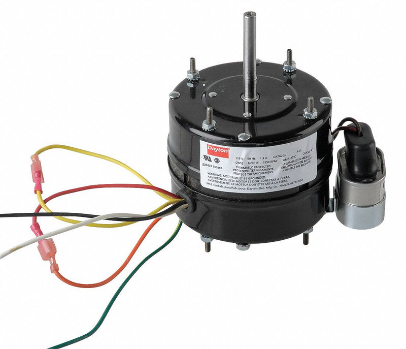 Dayton 1/20 HP, HVAC Motor, Permanent Split Capacitor, 1625/1350 Nameplate RPM, 208-230 Voltage - 10J181