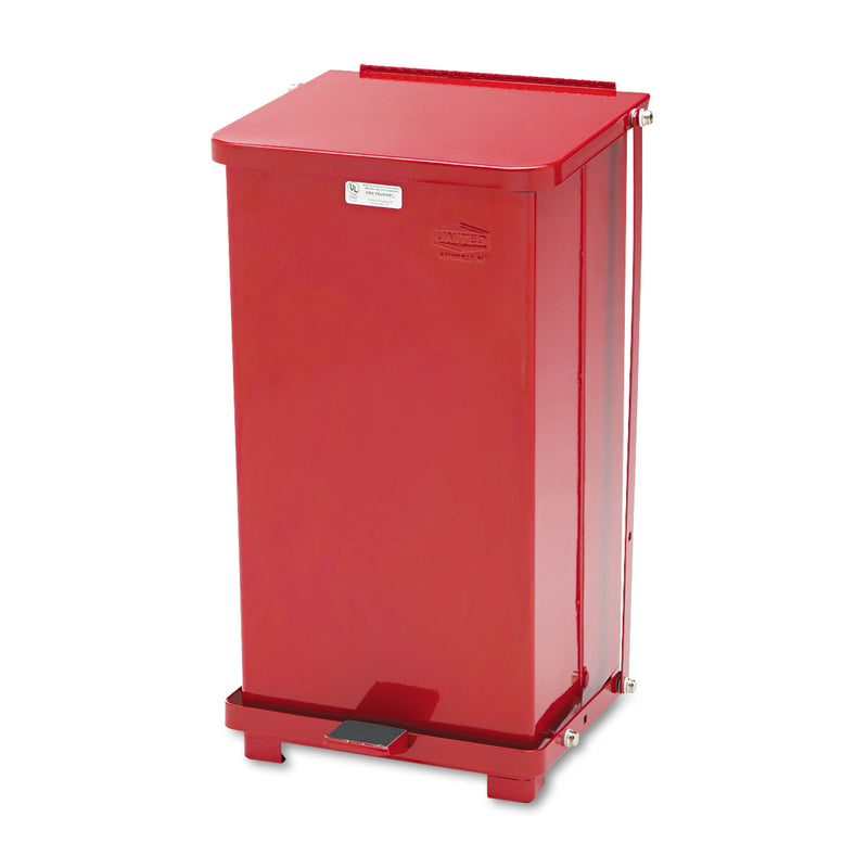 Rubbermaid Defenders Biohazard Step Can, Square, Steel, 12 Gal, Red - RCPST12EPLRD