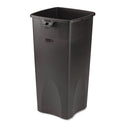 Rubbermaid Untouchable Square Waste Receptacle, Plastic, 23 Gal, Black - RCP356988BK