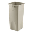 Rubbermaid Untouchable Square Waste Receptacle, Plastic, 23 Gal, Beige - RCP356988BG