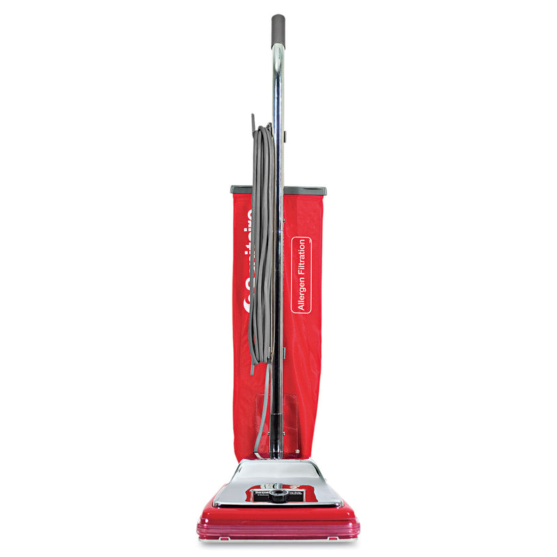 Sanitaire Tradition Bagged Upright Vacuum, 7 Amp, 17.5 Lb, Chrome/Red - EURSC888N