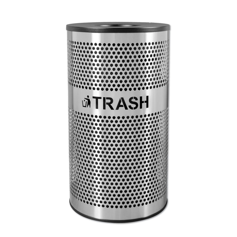 Ex-Cell Kaiser Stainless Steel Trash Receptacle, 33 Gal, Stainless Steel - EXCVCT33PERFS