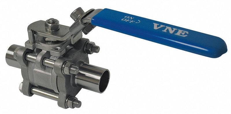 Top Brand 1/2 in Pipe Size Pad Lockable Sanitary Ball Valve Weld Connection, Full Port - E90WW-6.5