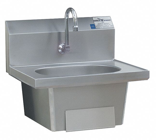Eagle Stainless Steel Hand Sink, With Faucet, Wall Mounting Type, Silver - HSA-10-FKP