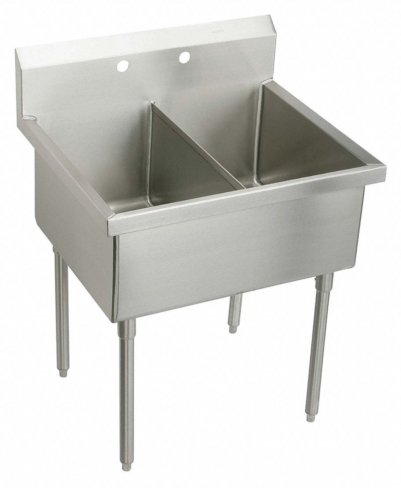 Elkay Stainless Steel Scullery Sink, Without Faucet, 14 Gauge, Floor Mounting Type - WNSF82302