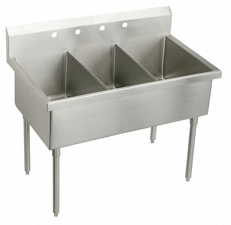Elkay Stainless Steel Scullery Sink, Without Faucet, 14 Gauge, Floor Mounting Type - WNSF83454