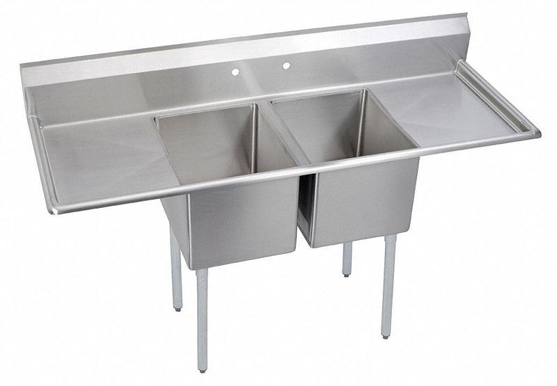 Elkay Stainless Steel Scullery Sink, Without Faucet, 18 Gauge, Floor Mounting Type - E2C16X20-2-18X