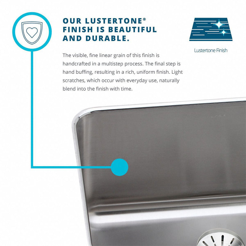 Elkay 25 in x 22 in x 8 1/8 in Drop-In Sink with Faucet Ledge with 21 in x 15-3/4 in Bowl Size - LR25224