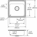 Elkay 19 1/2 in x 19 in x 5 1/2 in Drop-In Sink with Faucet Ledge with 16 in x 13-1/2 in Bowl Size - LRAD1919553