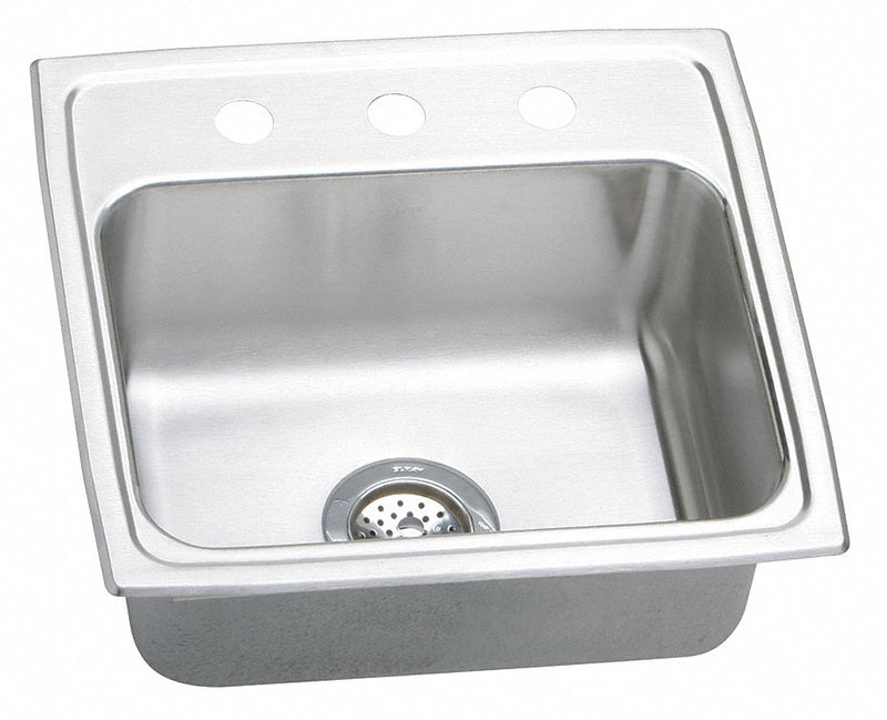 Elkay 19 1/2 in x 19 in x 5 1/2 in Drop-In Sink with Faucet Ledge with 16 in x 13-1/2 in Bowl Size - LRAD1919553