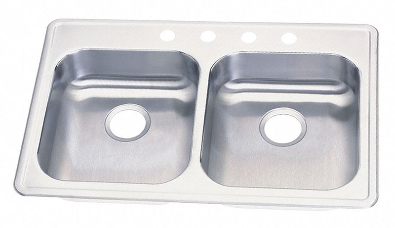 Elkay 33 in x 21 1/4 in x 5 5/8 in Drop-In Sink with 14 in x 15-3/4 in Bowl Size - GE233214