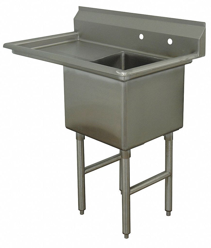 Advance Tabco Stainless Steel Scullery Sink, Without Faucet, 16 Gauge, Floor Mounting Type - FC-1-1818-18L-X