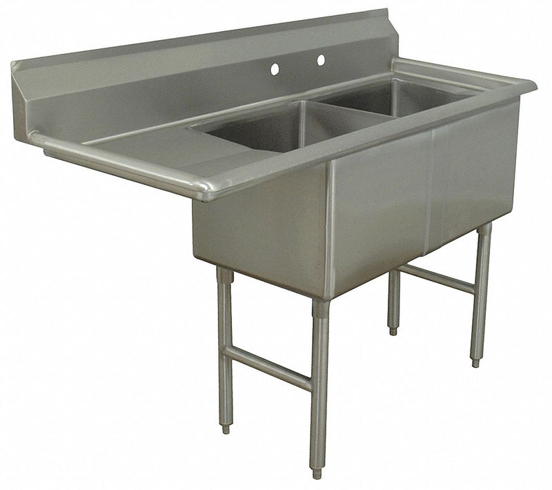 Advance Tabco Stainless Steel Scullery Sink, Without Faucet, 16 Gauge, Floor Mounting Type - FC-2-2424-24L