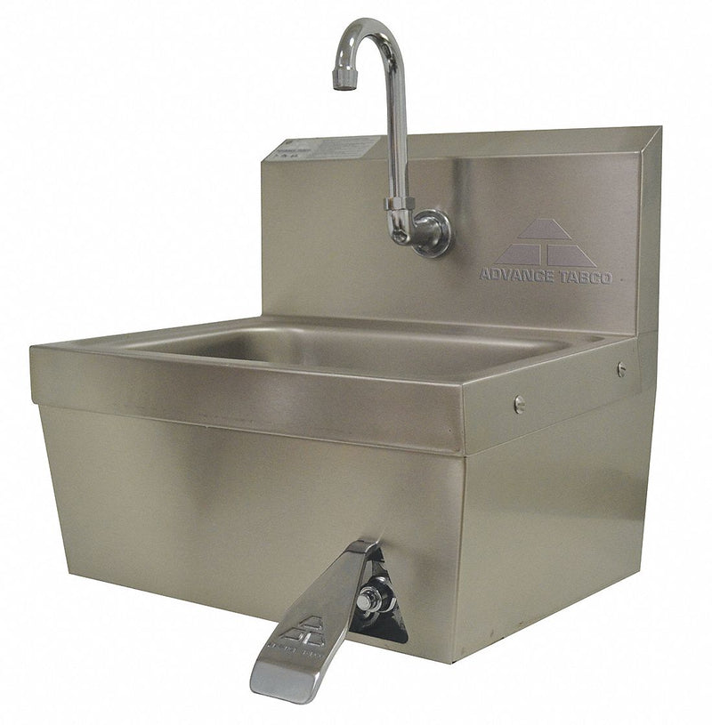 Advance Tabco Stainless Steel Hand Sink, With Faucet, Wall Mounting Type, Silver - 7-PS-30