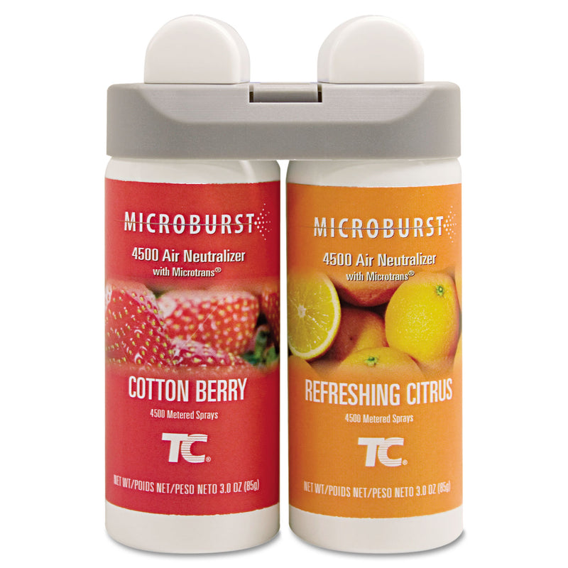 Rubbermaid Microburst Duet Refills, Cotton Berry/Refreshing Citrus, 3 Oz, 4/Carton - RCP3485952
