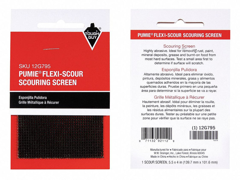 Tough Guy 5 1/2 in x 4 in Pumice Flex Scouring Screen, Gray, 1EA - 12G795