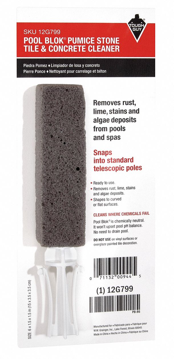 Tough Guy 6 in x 1 1/2 in Pumice Stone Pool Concrete/Tile Cleaner, Gray, 1EA - 12G799