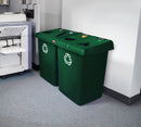 Rubbermaid (4) 23 gal Rectangular Recycling Station, Plastic, Green - 1792373