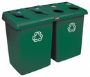 Rubbermaid (4) 23 gal Rectangular Recycling Station, Plastic, Green - 1792373