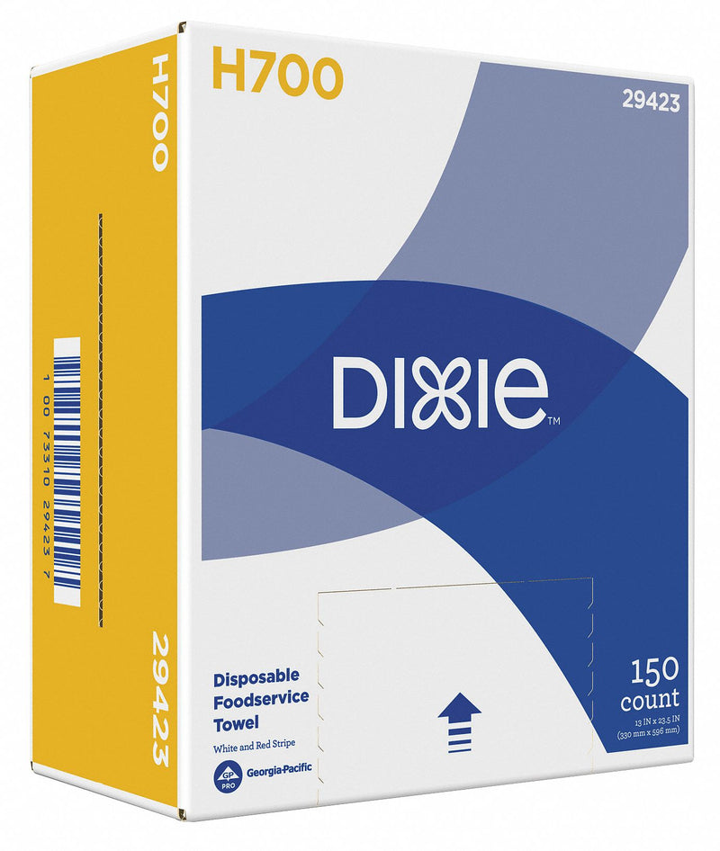 Georgia-Pacific Dry Wipe, Dixie√¢ H700, 13" x 23-1/2", Number of Sheets 150, Red/White - 29423