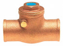 Milwaukee Valve Check Valve, 3/4 in, Single, Inline Swing, Brass, Sweat x Sweat - UP0968000034