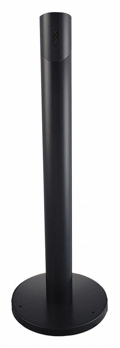 Tough Guy 1/4 gal Cigarette Receptacle, 41 in Height, 14 1/2 in Base Dia., Metal, Black - 12V178