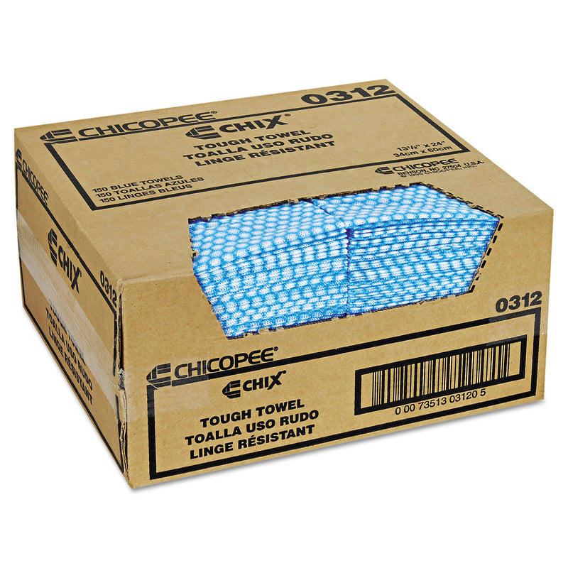 Chix Tough Towels, 13 1/4 X 24, Blue/White, 150/Carton - CHI0312